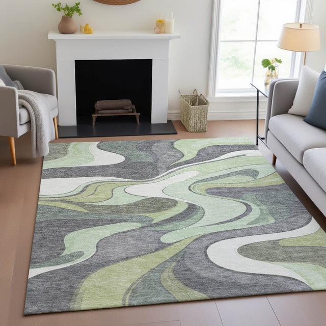 Addison Chantille ACN2183 Swirls Machine Made Transitional Green Rug