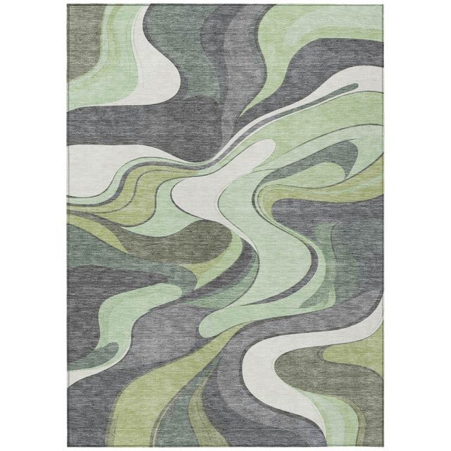 Addison Chantille ACN2183 Swirls Machine Made Transitional Green Rug