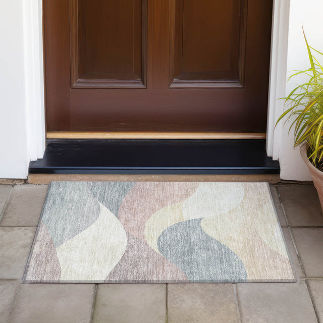 Addison Chantille ACN2184 Swirls Machine Made Transitional Beige Rug