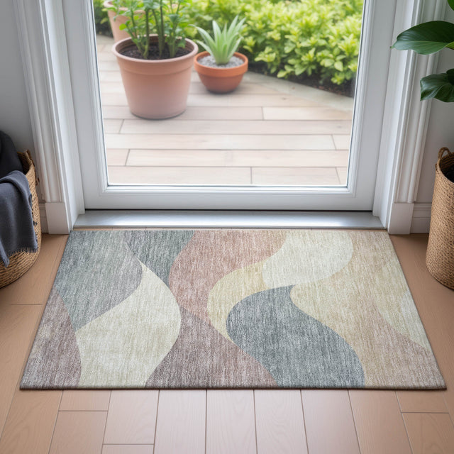 Addison Chantille ACN2184 Swirls Machine Made Transitional Beige Rug