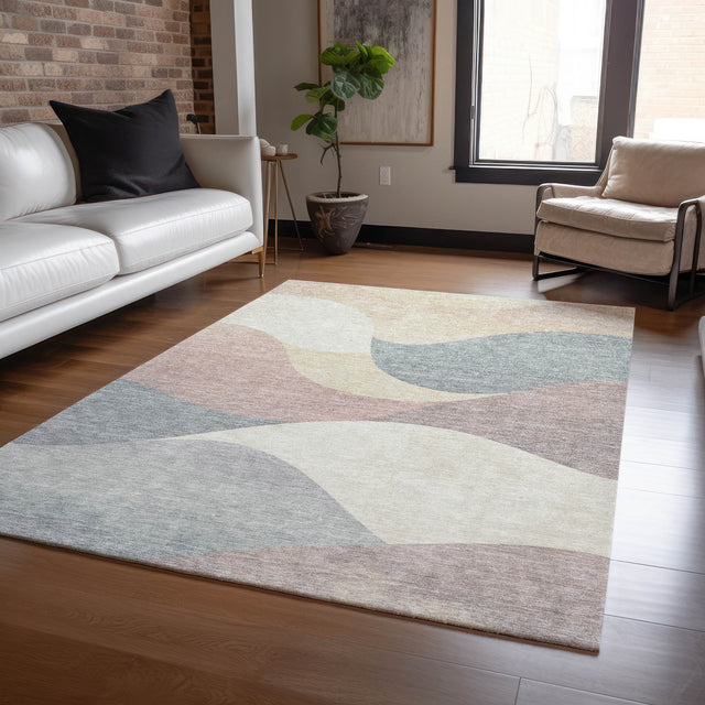 Addison Chantille ACN2184 Swirls Machine Made Transitional Beige Rug