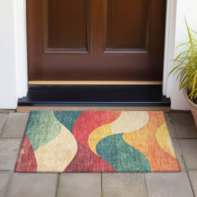 Addison Chantille ACN2184 Swirls Machine Made Transitional Orange Rug