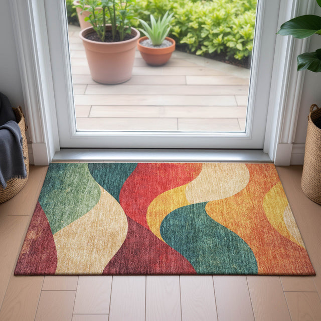 Addison Chantille ACN2184 Swirls Machine Made Transitional Orange Rug