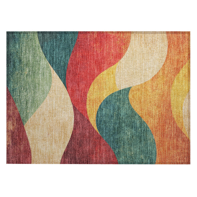 Addison Chantille ACN2184 Swirls Machine Made Transitional Orange Rug