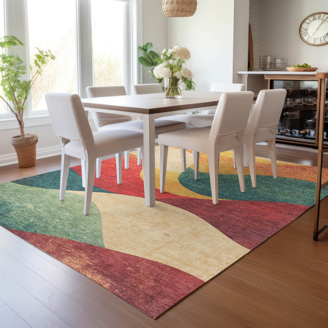 Addison Chantille ACN2184 Swirls Machine Made Transitional Orange Rug