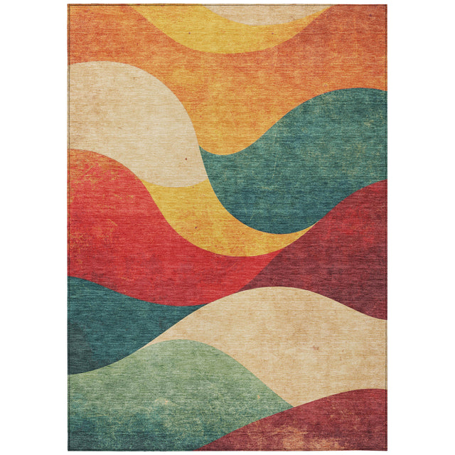Addison Chantille ACN2184 Swirls Machine Made Transitional Orange Rug