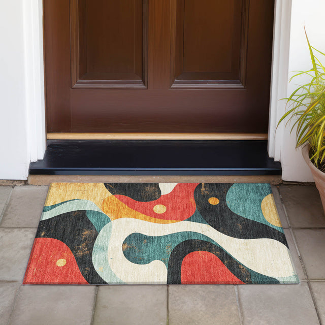 Addison Chantille ACN2185 Swirls Machine Made Transitional Red Rug