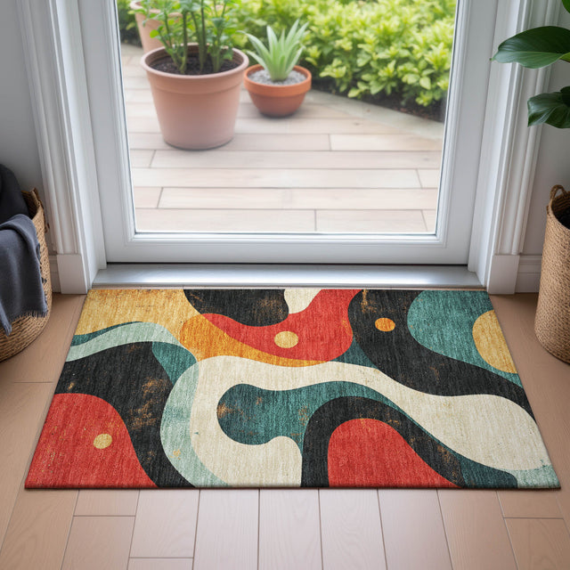 Addison Chantille ACN2185 Swirls Machine Made Transitional Red Rug