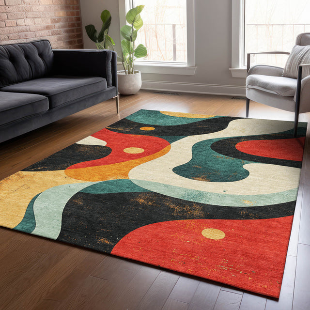 Addison Chantille ACN2185 Swirls Machine Made Transitional Red Rug