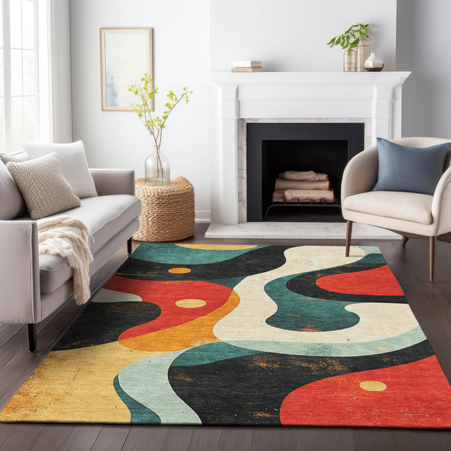 Addison Chantille ACN2185 Swirls Machine Made Transitional Red Rug