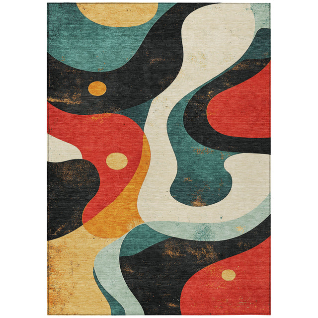 Addison Chantille ACN2185 Swirls Machine Made Transitional Red Rug