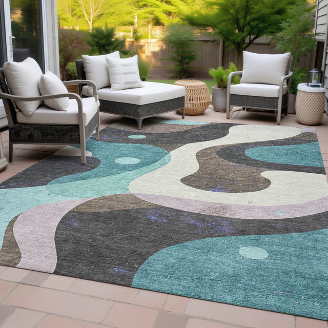 Addison Chantille ACN2185 Swirls Machine Made Transitional Teal Rug