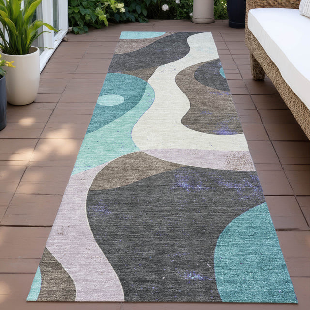 Addison Chantille ACN2185 Swirls Machine Made Transitional Teal Rug