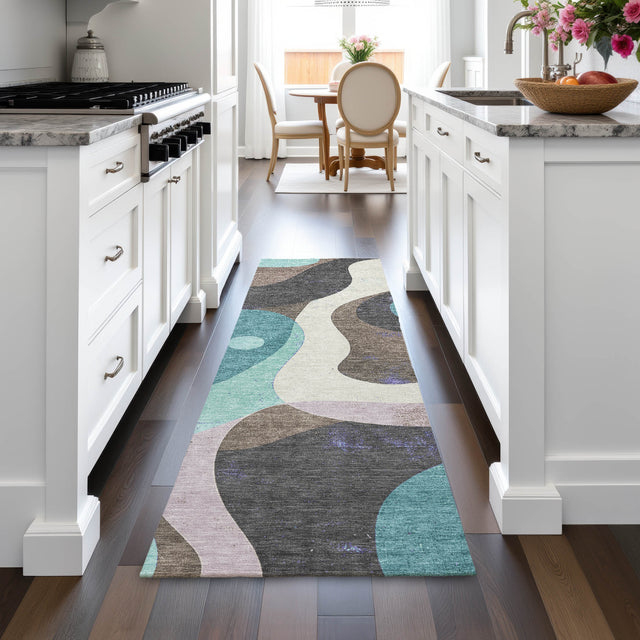 Addison Chantille ACN2185 Swirls Machine Made Transitional Teal Rug