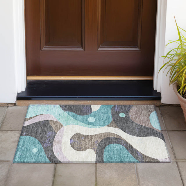 Addison Chantille ACN2185 Swirls Machine Made Transitional Teal Rug