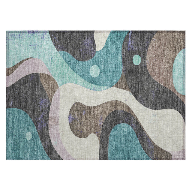 Addison Chantille ACN2185 Swirls Machine Made Transitional Teal Rug