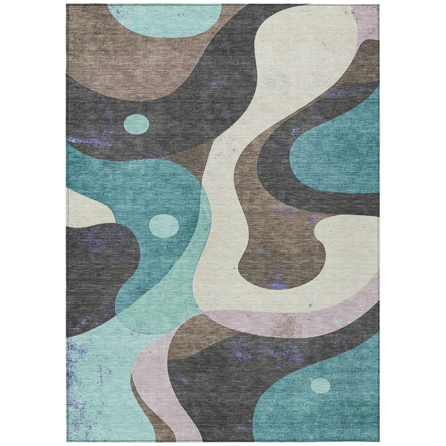 Addison Chantille ACN2185 Swirls Machine Made Transitional Teal Rug