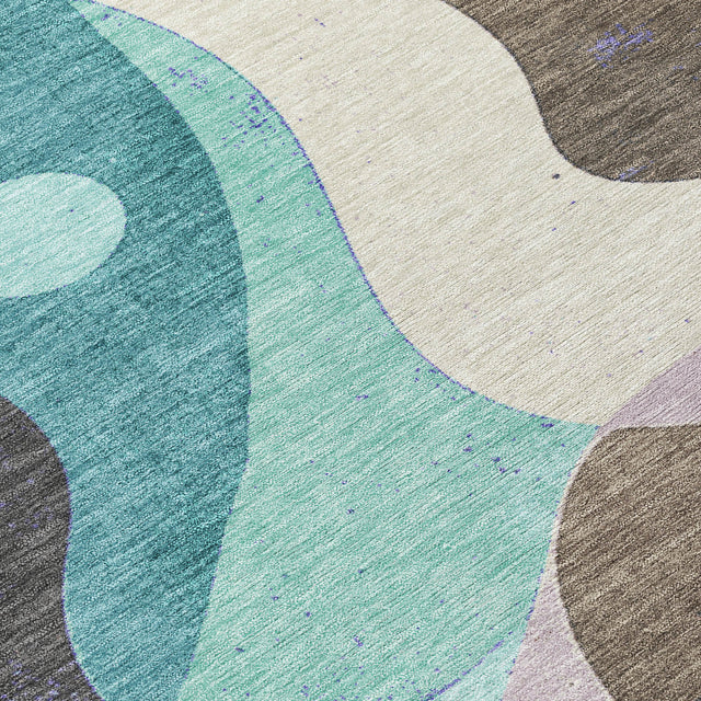 Addison Chantille ACN2185 Swirls Machine Made Transitional Teal Rug