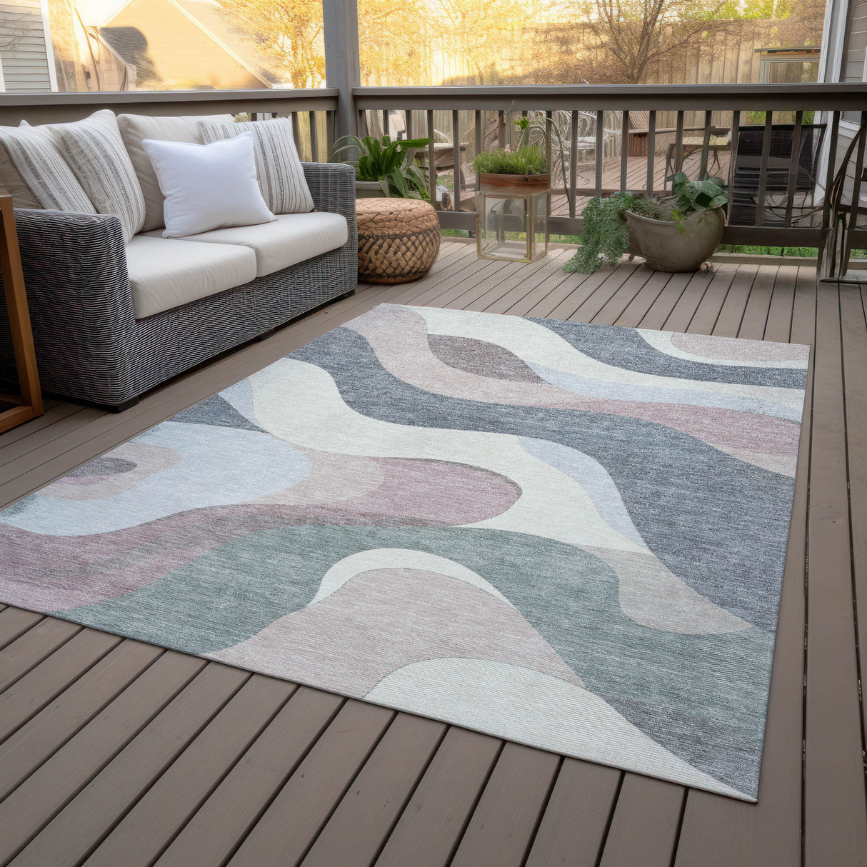 Addison Chantille ACN2186 Swirls Machine Made Transitional Blush Rug