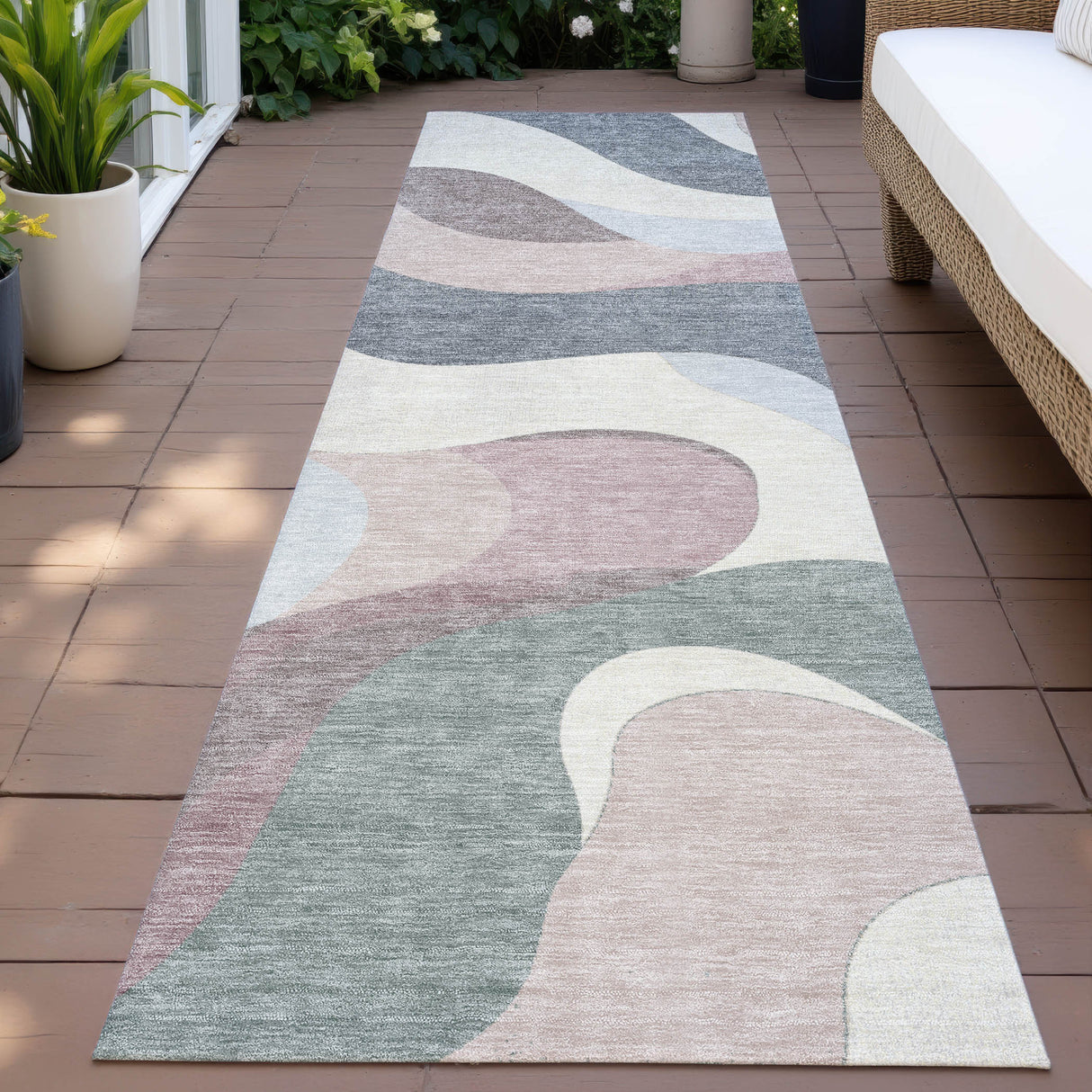 Addison Chantille ACN2186 Swirls Machine Made Transitional Blush Rug