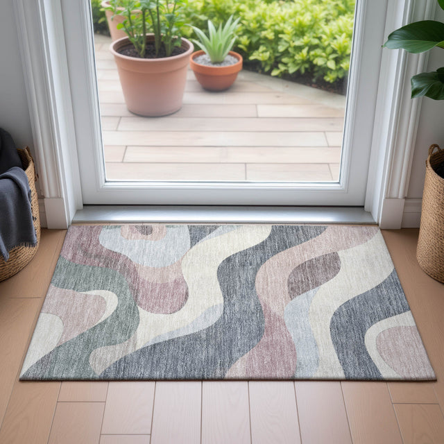 Addison Chantille ACN2186 Swirls Machine Made Transitional Blush Rug