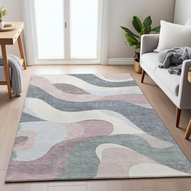 Addison Chantille ACN2186 Swirls Machine Made Transitional Blush Rug