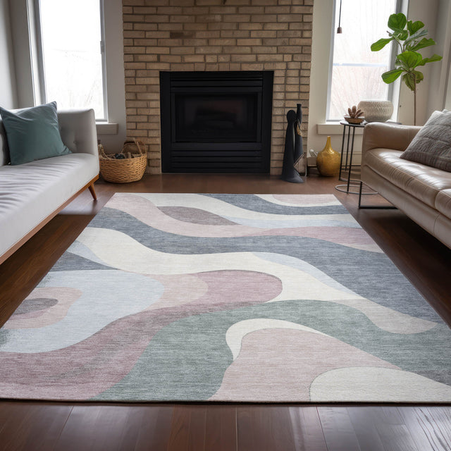 Addison Chantille ACN2186 Swirls Machine Made Transitional Blush Rug