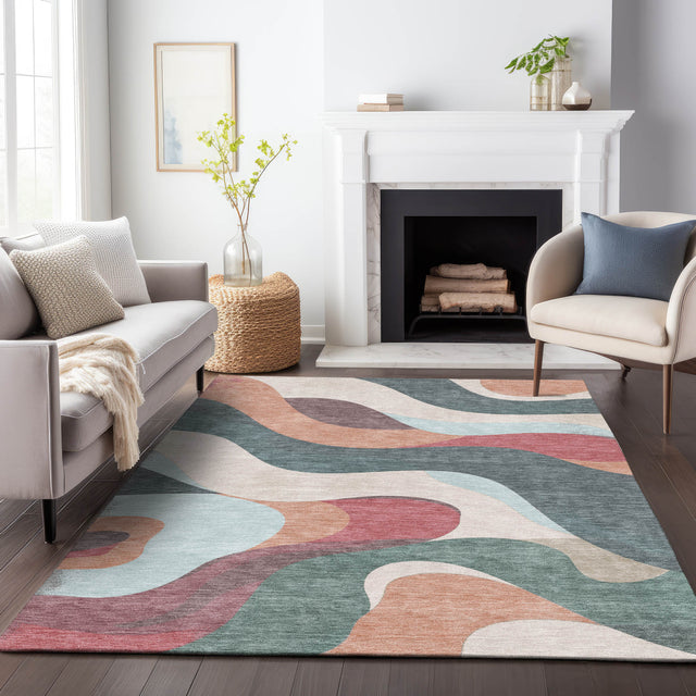 Addison Chantille ACN2186 Swirls Machine Made Transitional Coral Rug