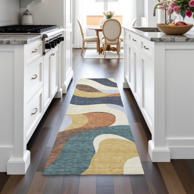 Addison Chantille ACN2186 Swirls Machine Made Transitional Gold Rug