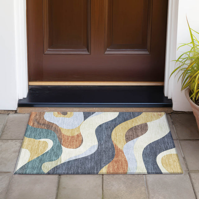 Addison Chantille ACN2186 Swirls Machine Made Transitional Gold Rug