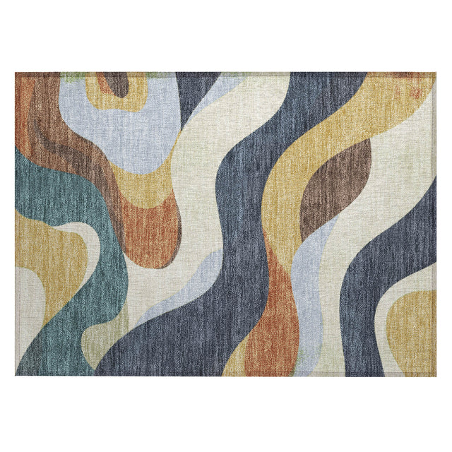 Addison Chantille ACN2186 Swirls Machine Made Transitional Gold Rug