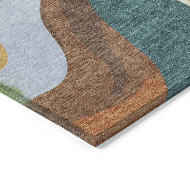 Addison Chantille ACN2186 Swirls Machine Made Transitional Gold Rug