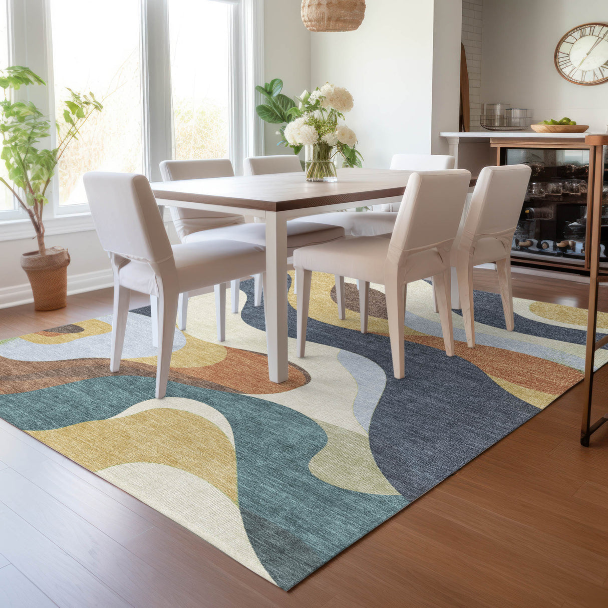 Addison Chantille ACN2186 Swirls Machine Made Transitional Gold Rug
