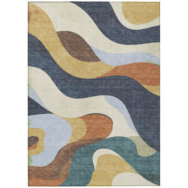 Addison Chantille ACN2186 Swirls Machine Made Transitional Gold Rug