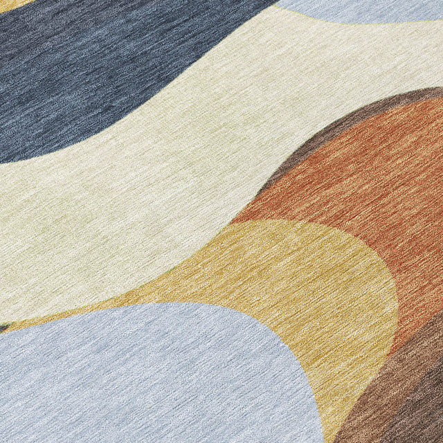 Addison Chantille ACN2186 Swirls Machine Made Transitional Gold Rug