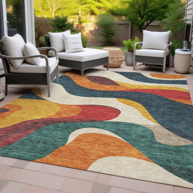 Addison Chantille ACN2186 Swirls Machine Made Transitional Orange Rug