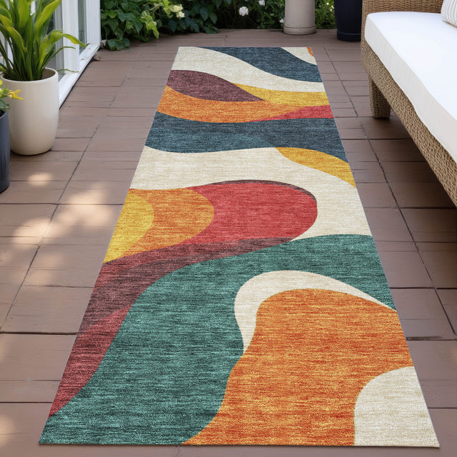 Addison Chantille ACN2186 Swirls Machine Made Transitional Orange Rug