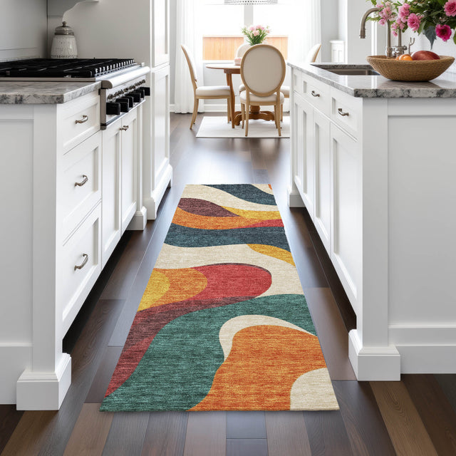 Addison Chantille ACN2186 Swirls Machine Made Transitional Orange Rug