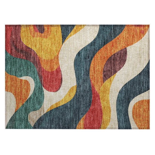 Addison Chantille ACN2186 Swirls Machine Made Transitional Orange Rug