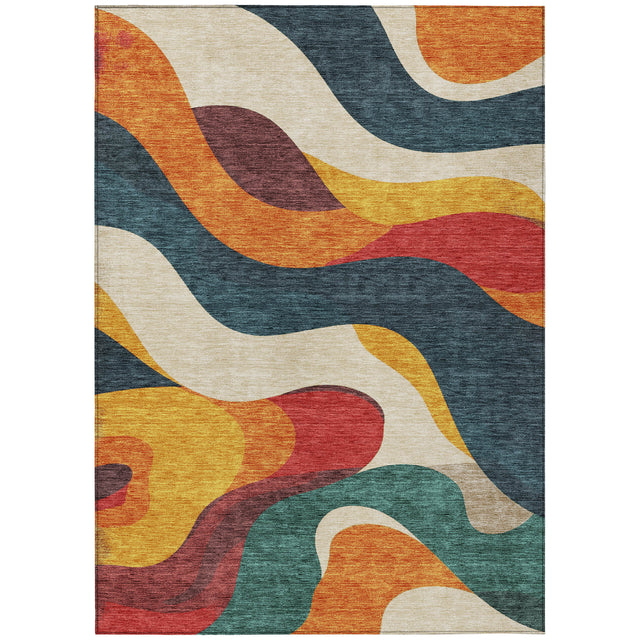 Addison Chantille ACN2186 Swirls Machine Made Transitional Orange Rug