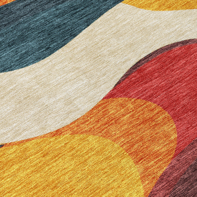 Addison Chantille ACN2186 Swirls Machine Made Transitional Orange Rug