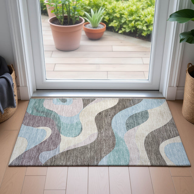 Addison Chantille ACN2186 Swirls Machine Made Transitional Taupe Rug