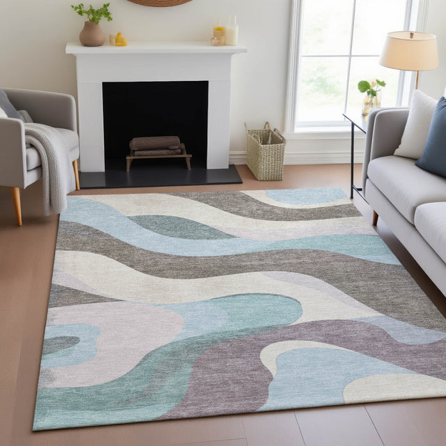 Addison Chantille ACN2186 Swirls Machine Made Transitional Taupe Rug