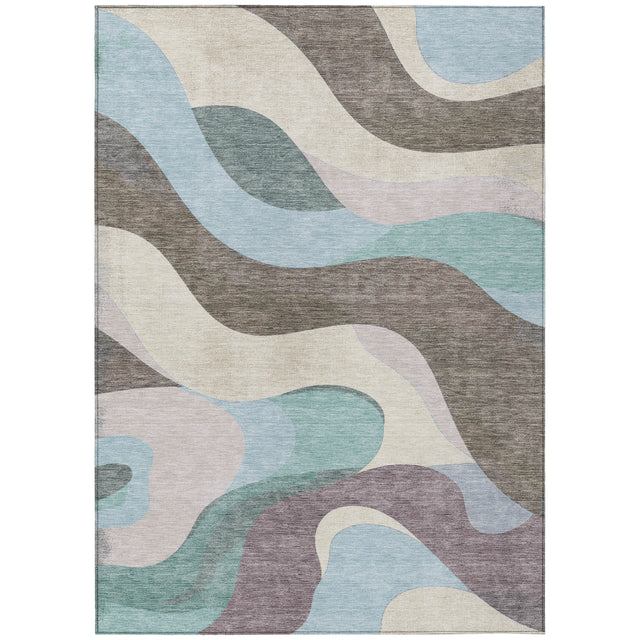 Addison Chantille ACN2186 Swirls Machine Made Transitional Taupe Rug