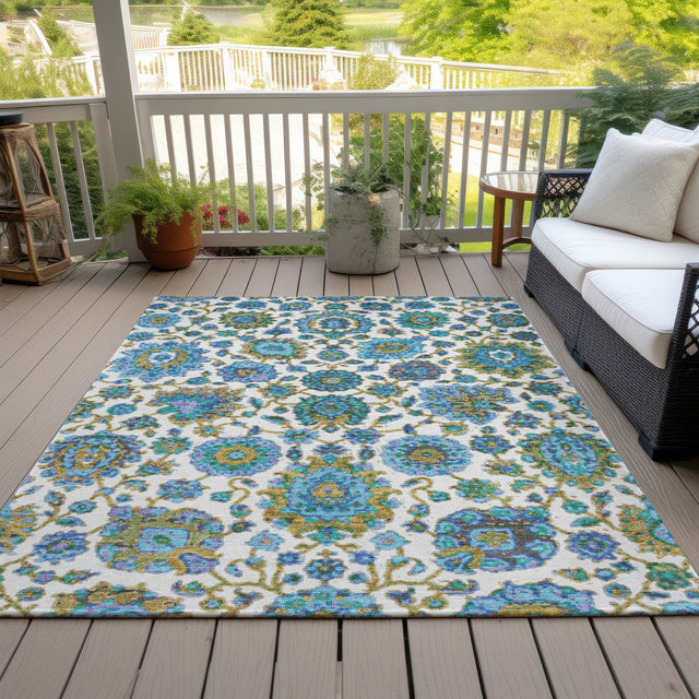 Addison Chantille ACN2187 Global Machine Made Traditional Aqua Rug