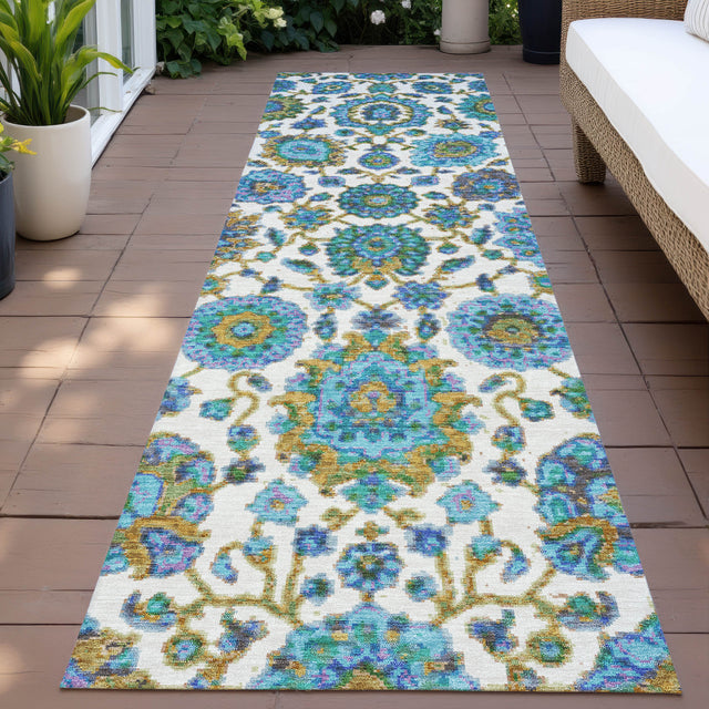 Addison Chantille ACN2187 Global Machine Made Traditional Aqua Rug