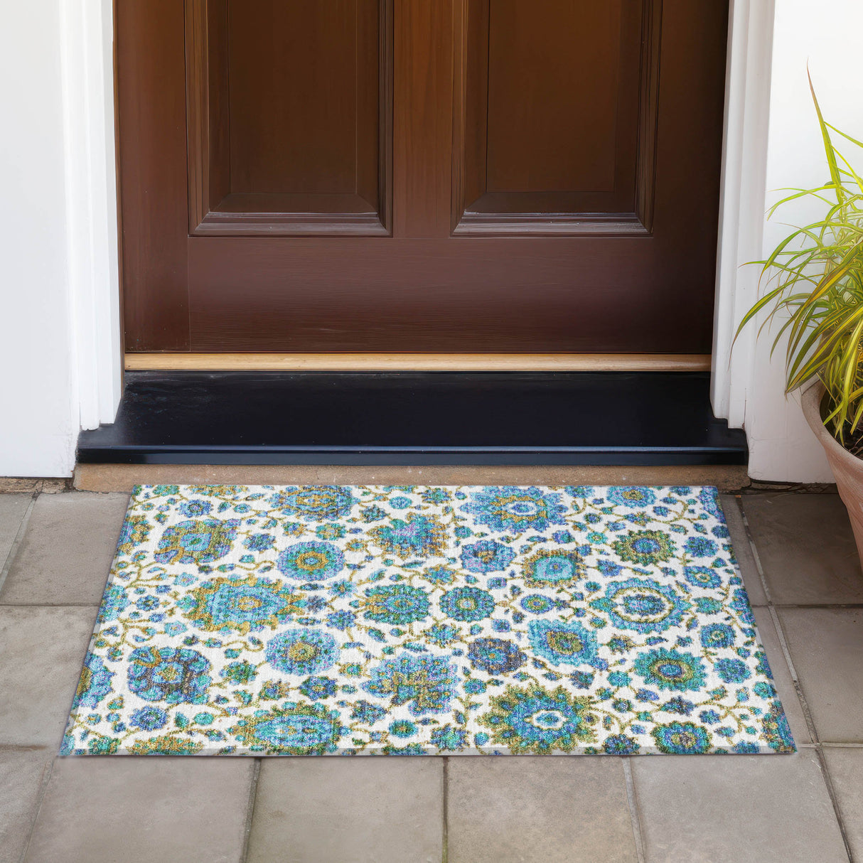 Addison Chantille ACN2187 Global Machine Made Traditional Aqua Rug
