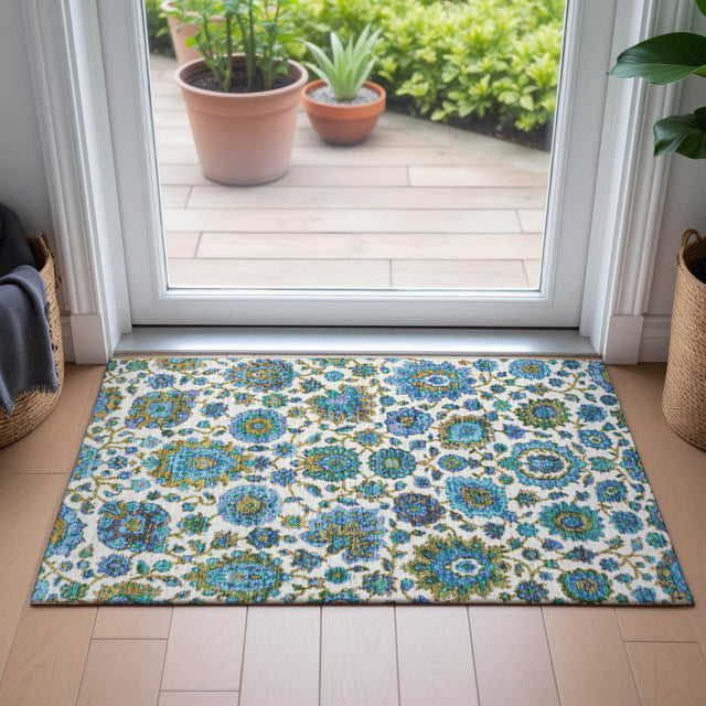 Addison Chantille ACN2187 Global Machine Made Traditional Aqua Rug