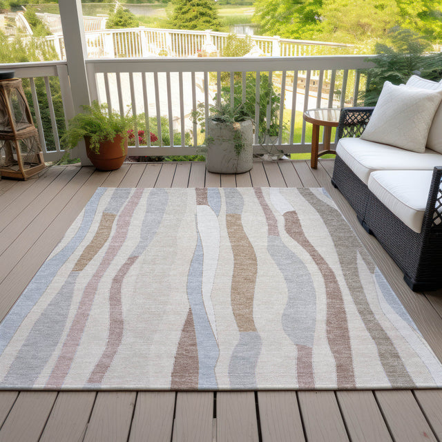 Addison Chantille ACN2188 Stripes Machine Made Transitional Beige Rug