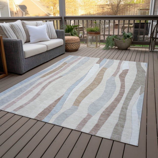 Addison Chantille ACN2188 Stripes Machine Made Transitional Beige Rug
